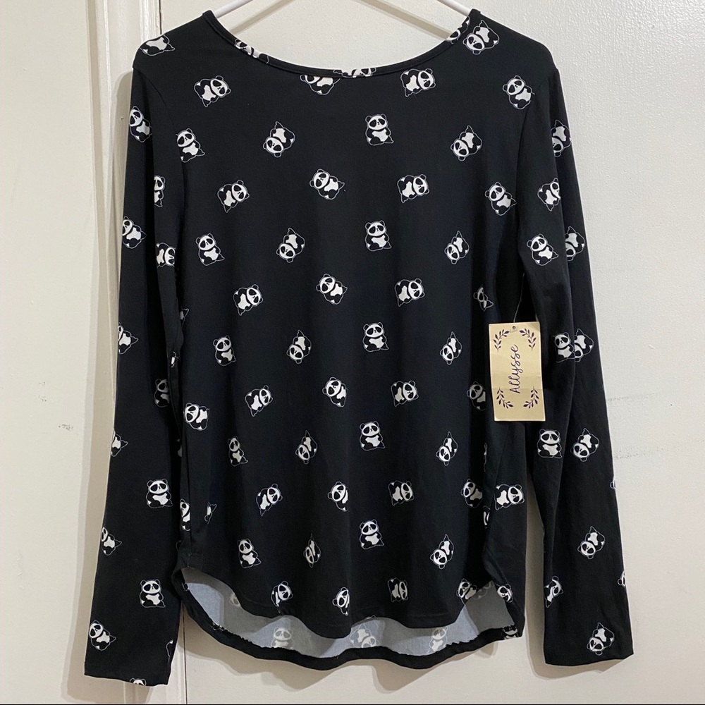 Black Panda Long Sleeve Tee Shirt